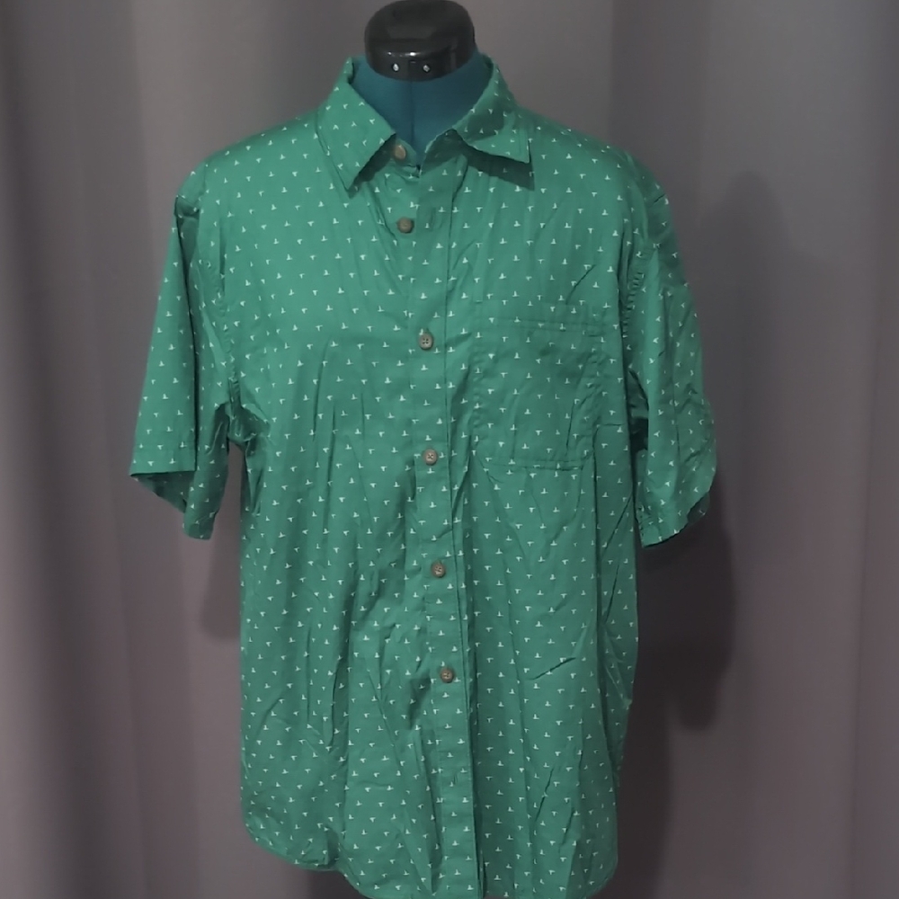 Mountain Khakis Green Bird Patterned Button-Down Shirt